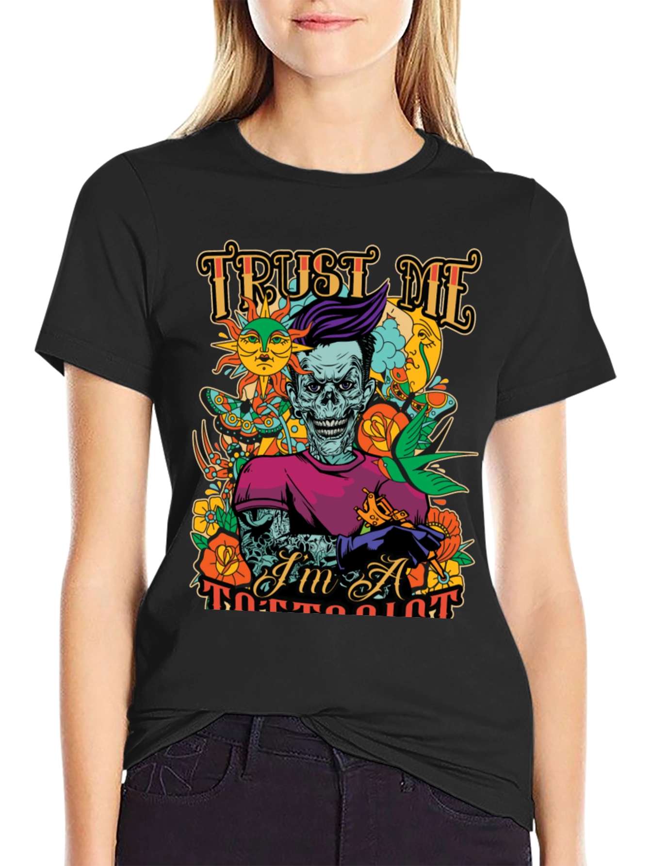 Trust Me Im A Tattooist Black Graphic Tee