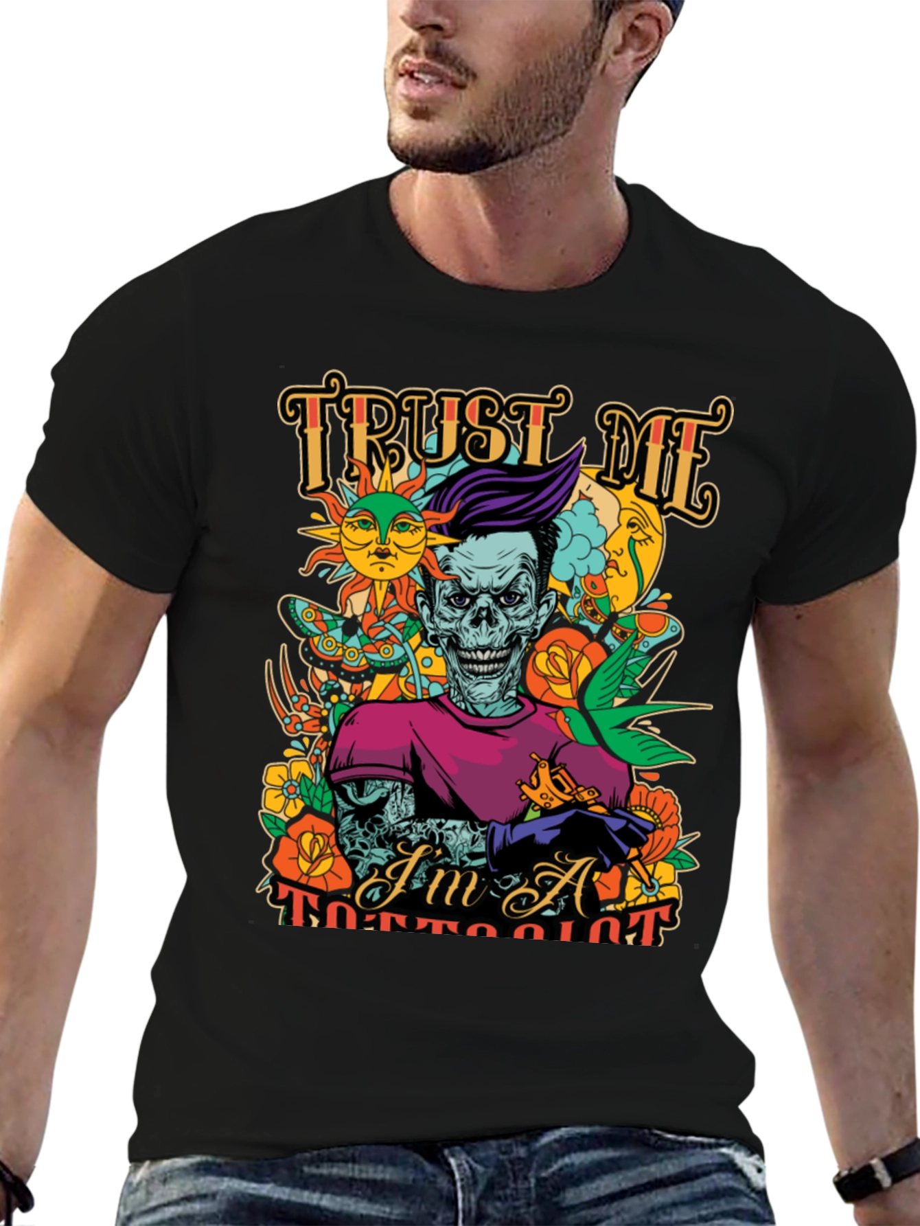 Trust Me Im A Tattooist Black Graphic Tee