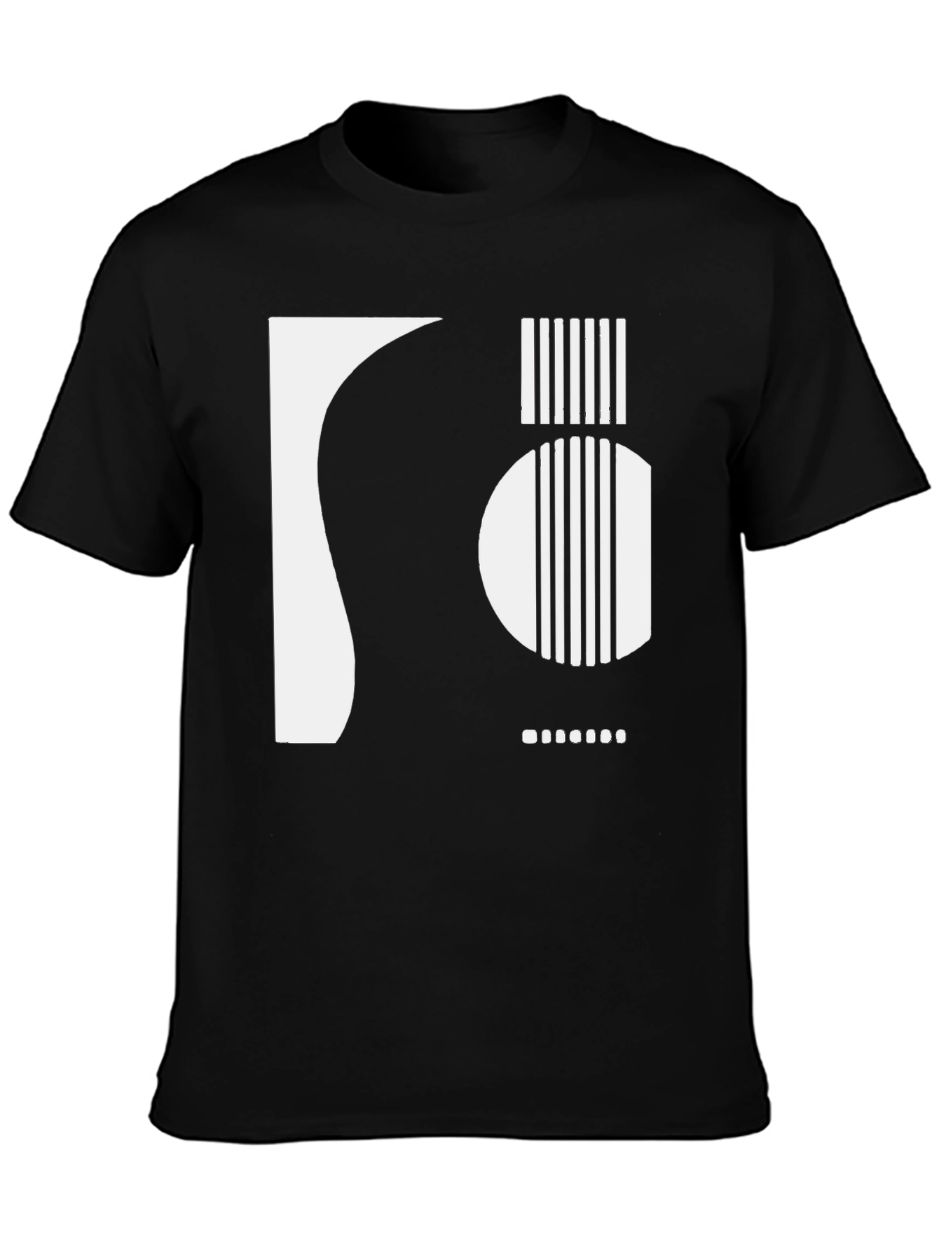 Abstract Guitar Graphic Tee - Black Cotton Shirt