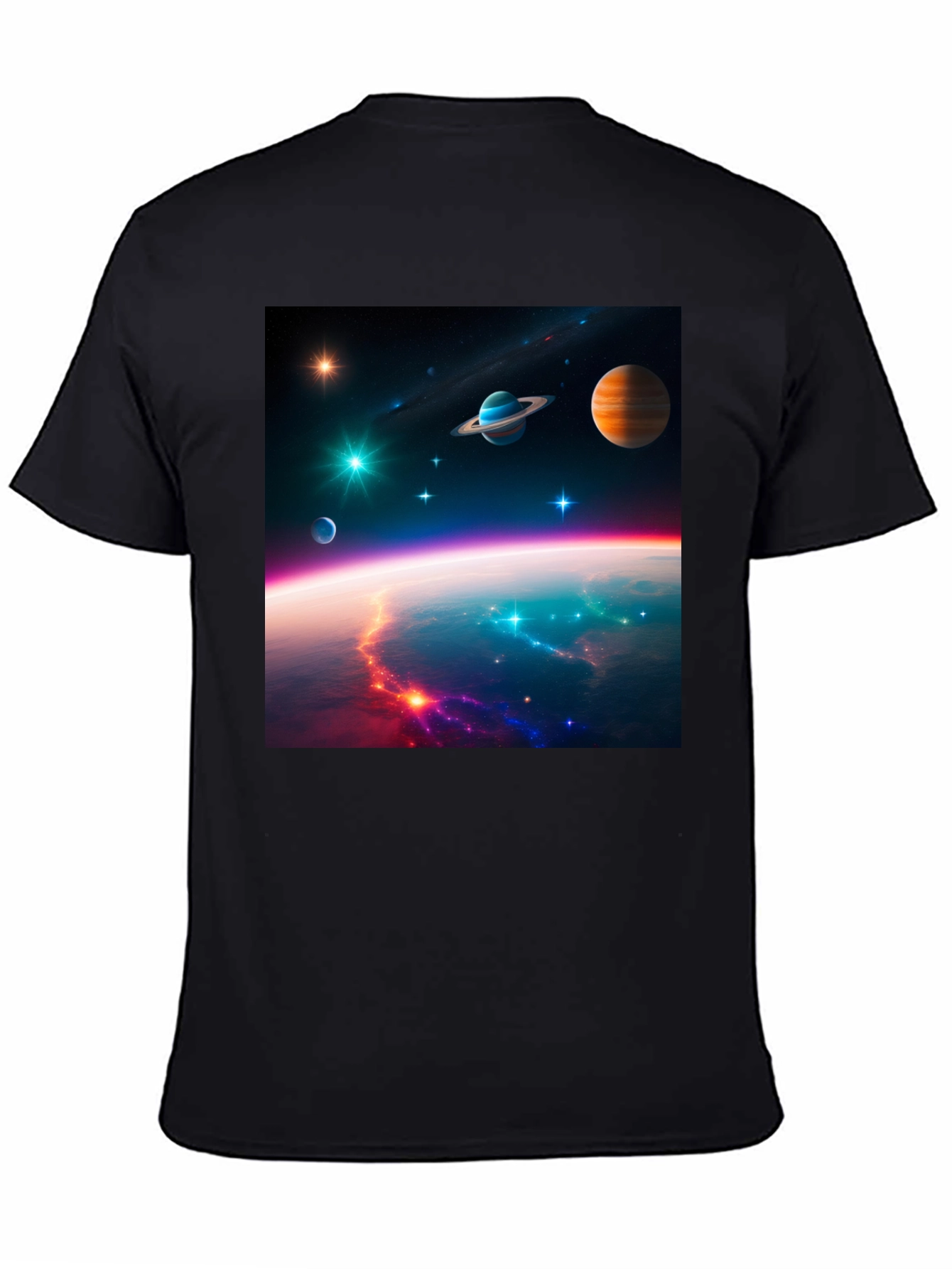 Cosmic Space Print Black T-Shirt