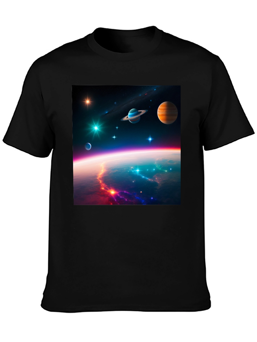 Cosmic Space Print Black T-Shirt