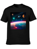 Cosmic Space Print Black T-Shirt