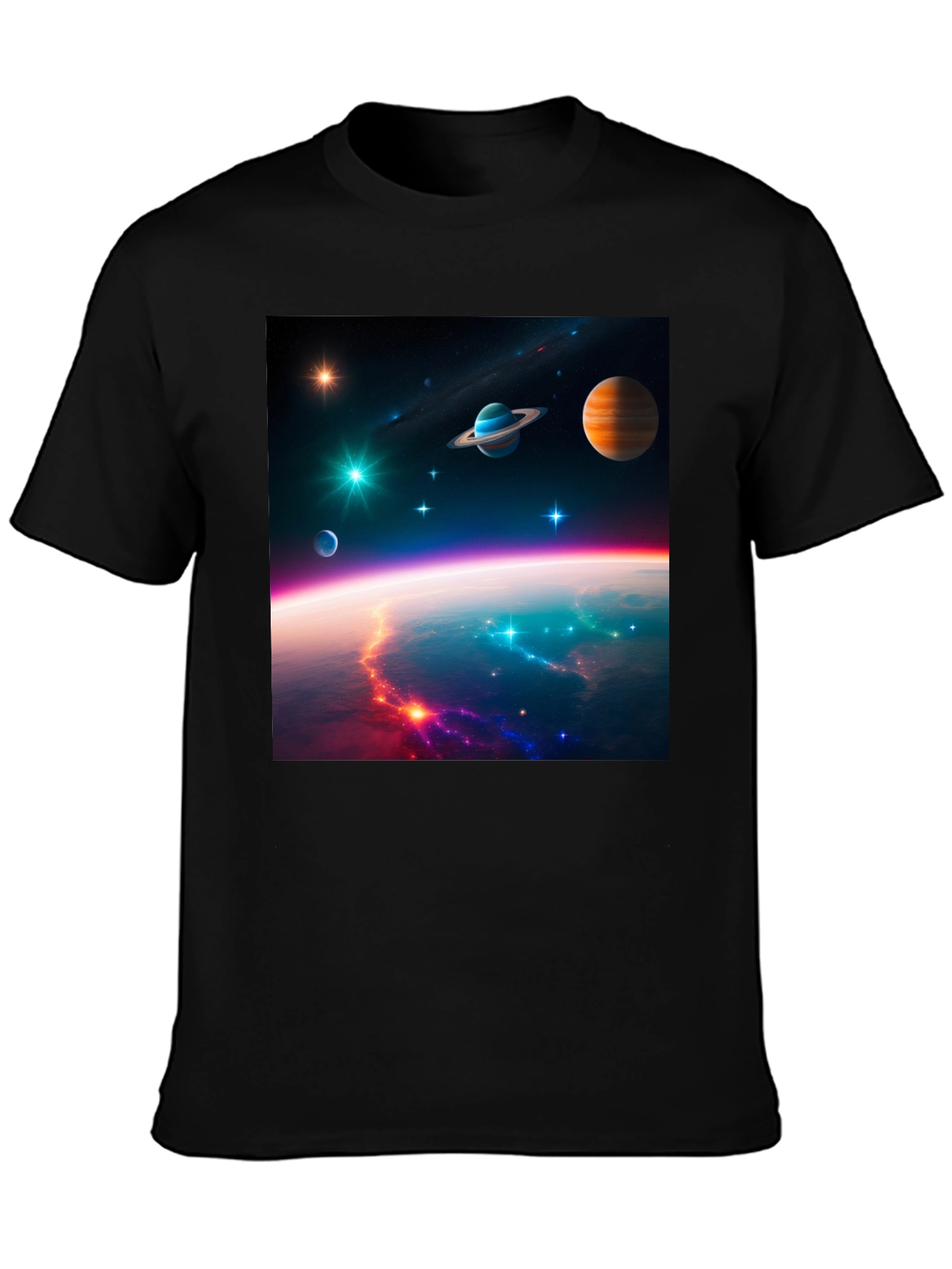 Cosmic Space Print Black T-Shirt