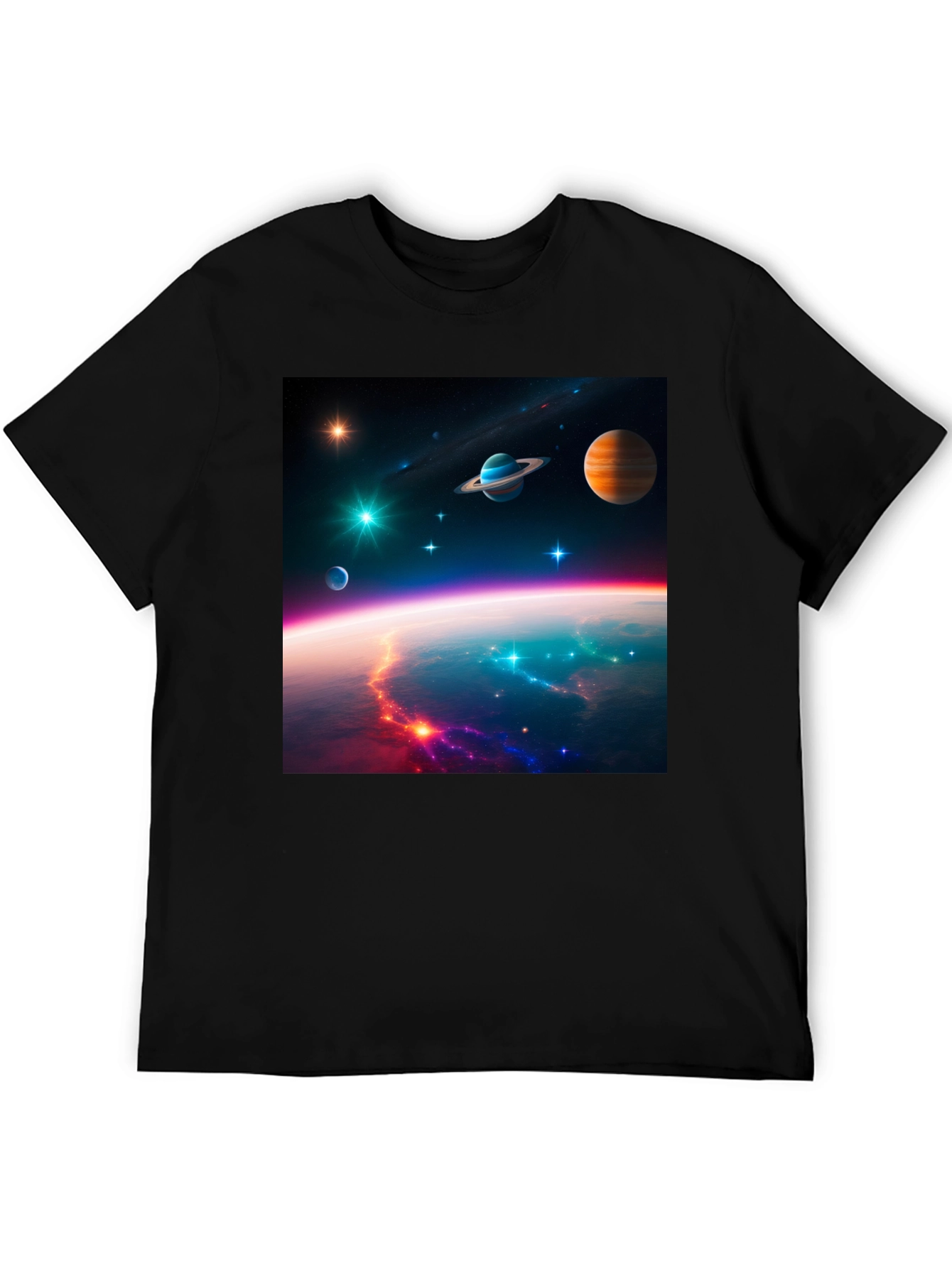 Cosmic Space Print Black T-Shirt