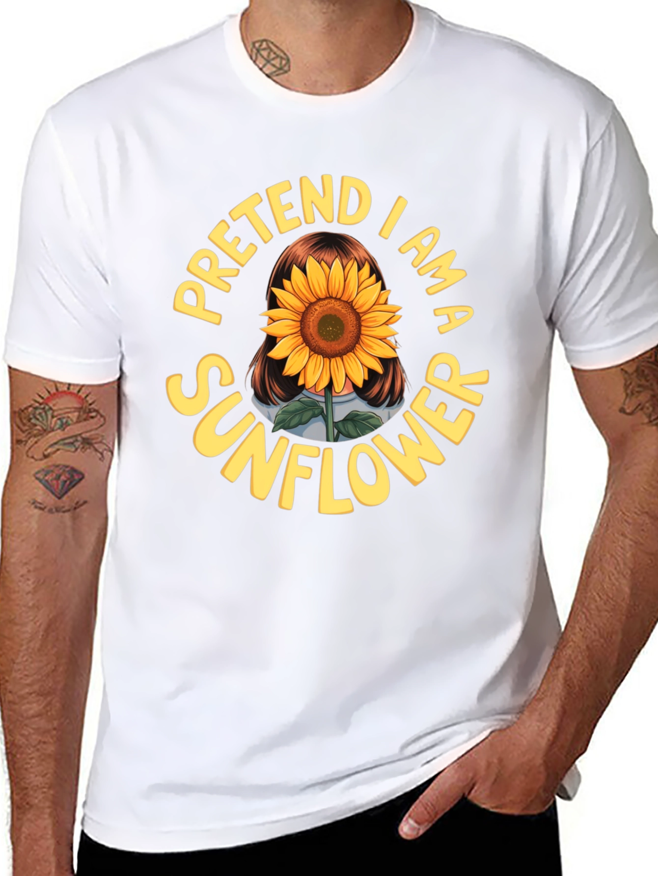 Pretend I am a Sunflower Funny Graphic T-Shirt