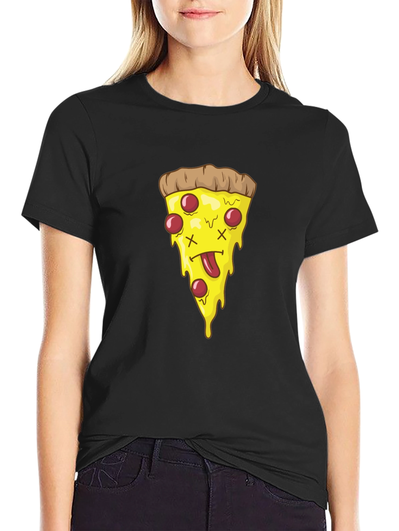 Pizza Slice Graphic Tee - Black T-Shirt