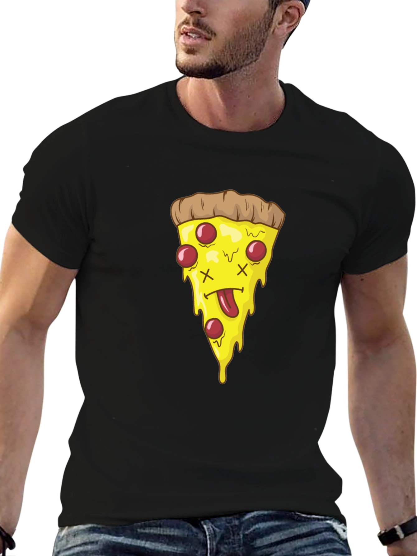Pizza Slice Graphic Tee - Black T-Shirt
