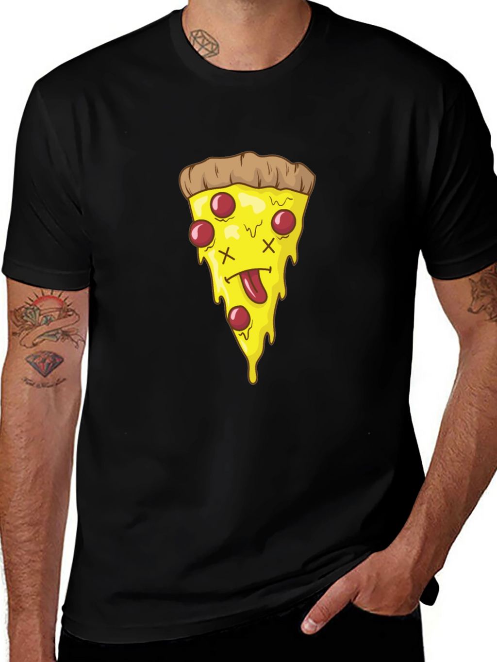Pizza Slice Graphic Tee - Black T-Shirt