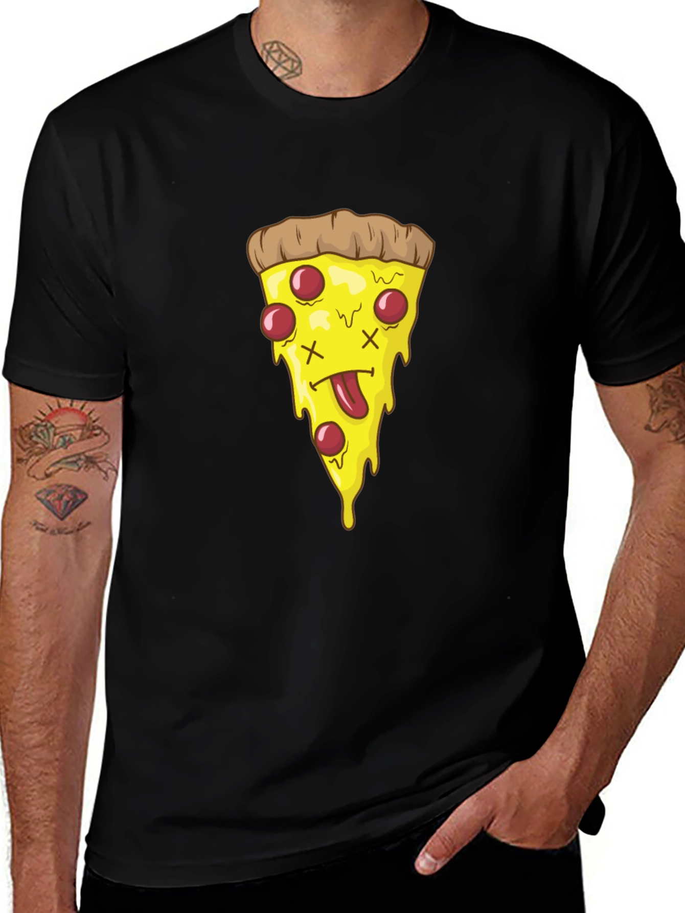 Pizza Slice Graphic Tee - Black T-Shirt
