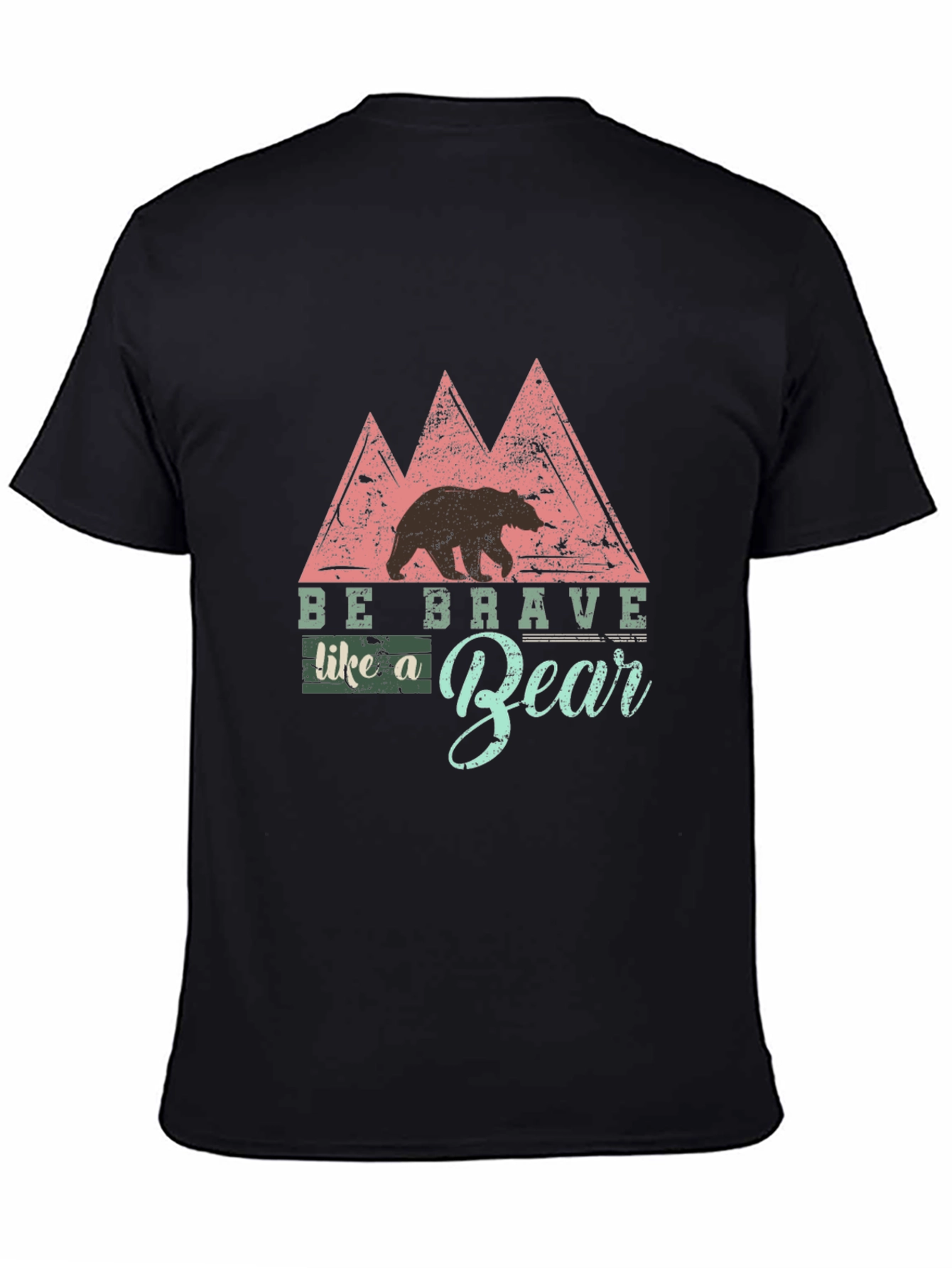 Be Brave Like a Bear Black T-Shirt - Nature Inspired Design