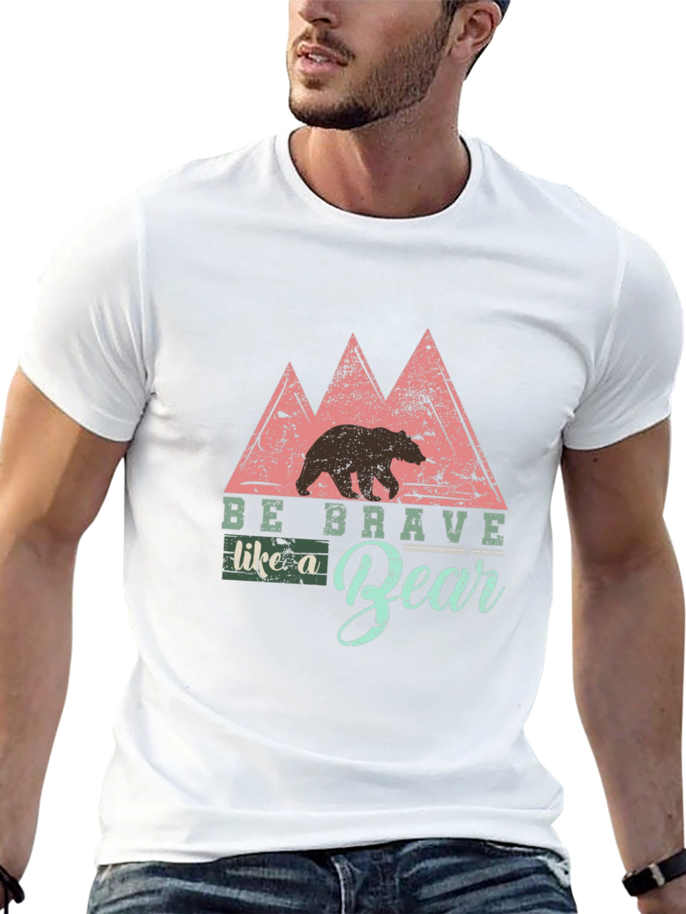 Be Brave Like a Bear Black T-Shirt - Nature Inspired Design