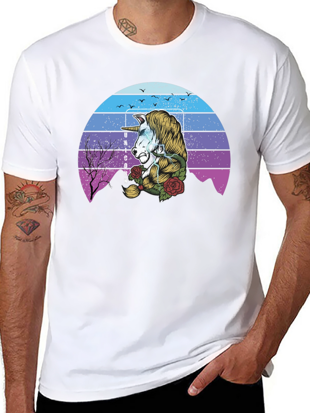 Unicorn Retro Sunset Graphic T-Shirt