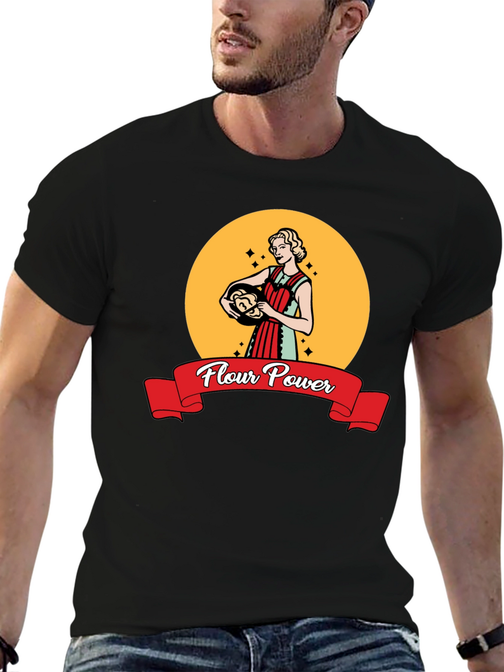 Flour Power Retro Baker T-Shirt