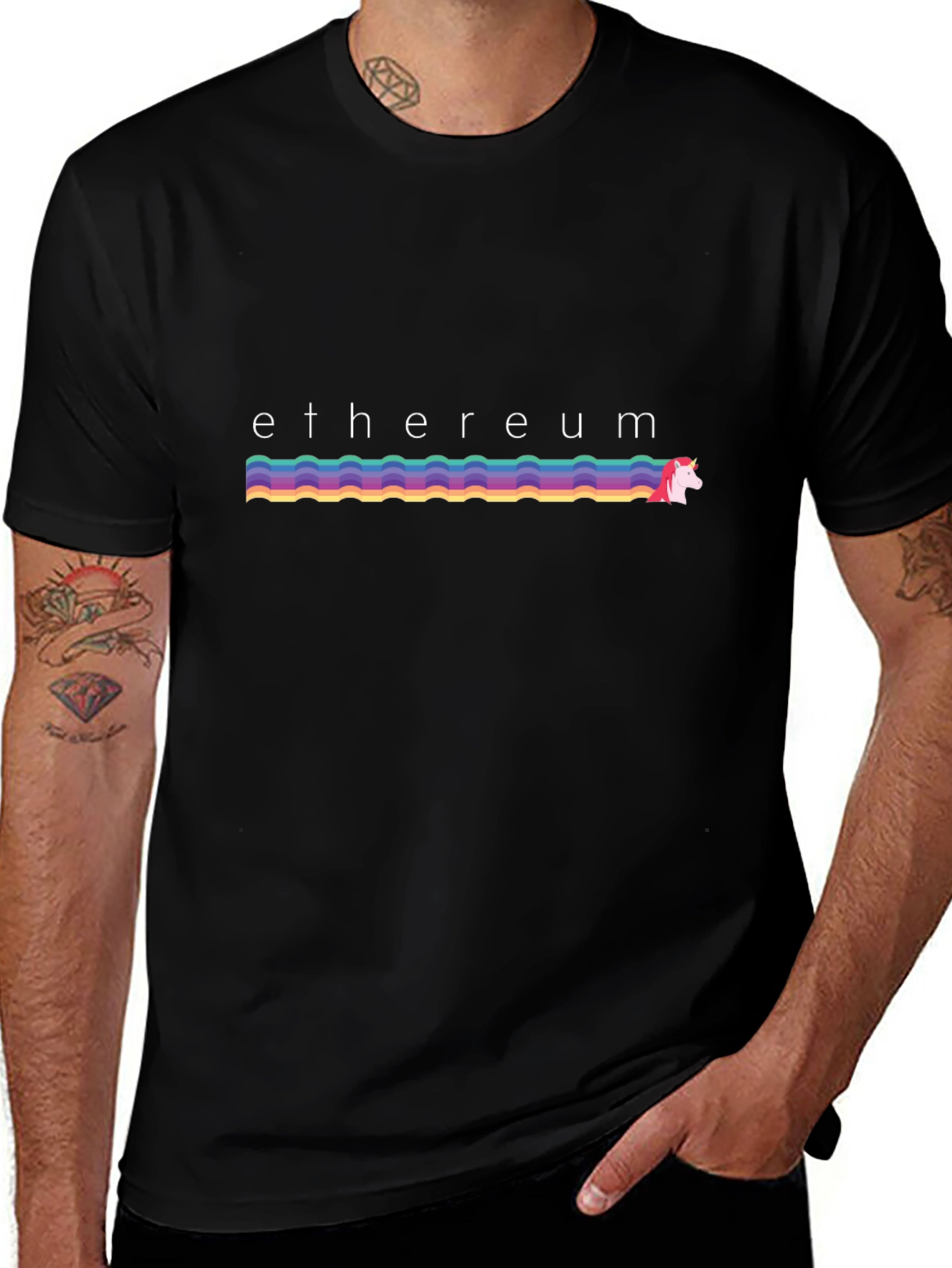 Ethereum Unicorn Rainbow T-Shirt - Crypto Fashion