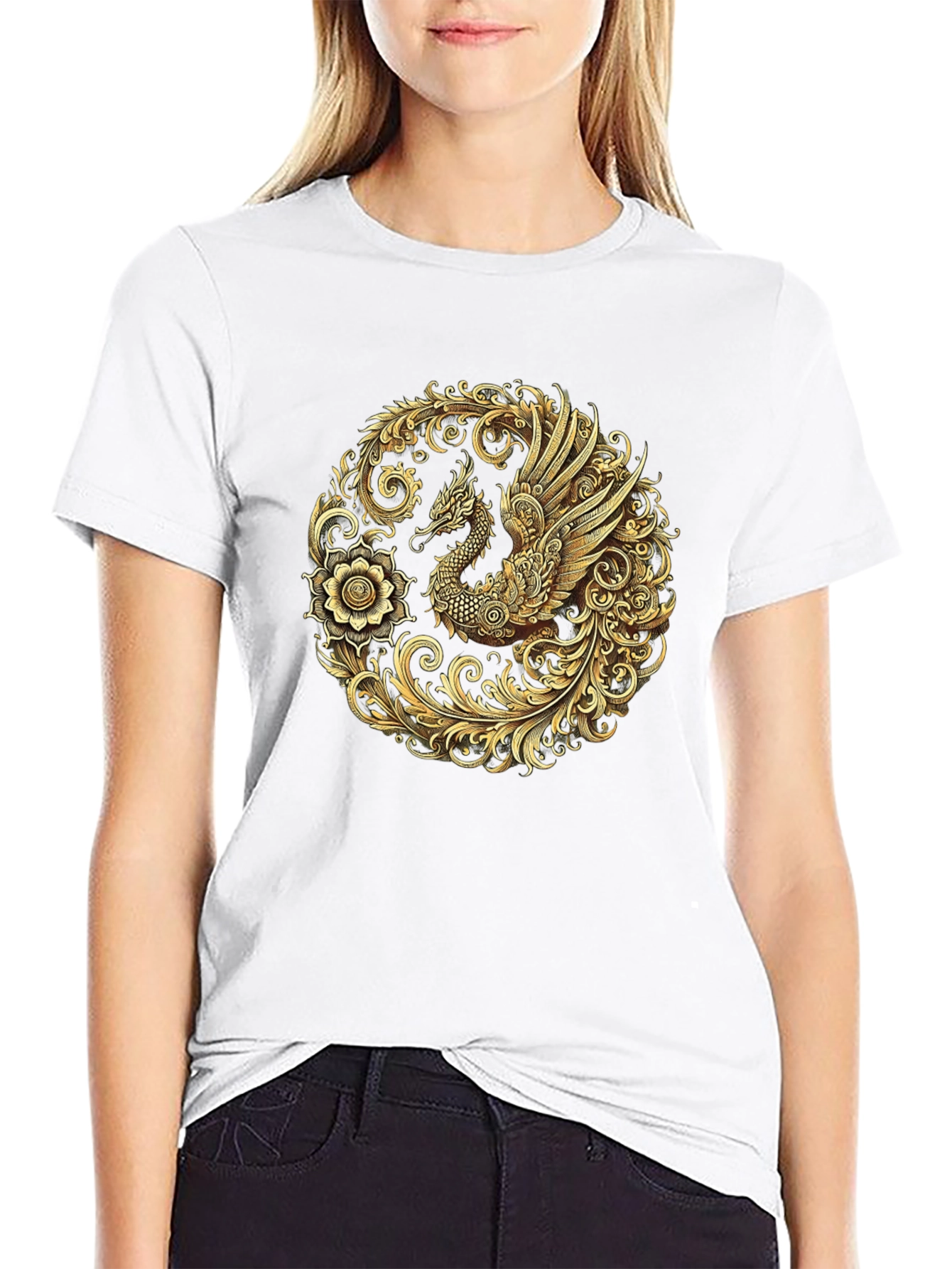Golden Dragon Graphic Black T-Shirt