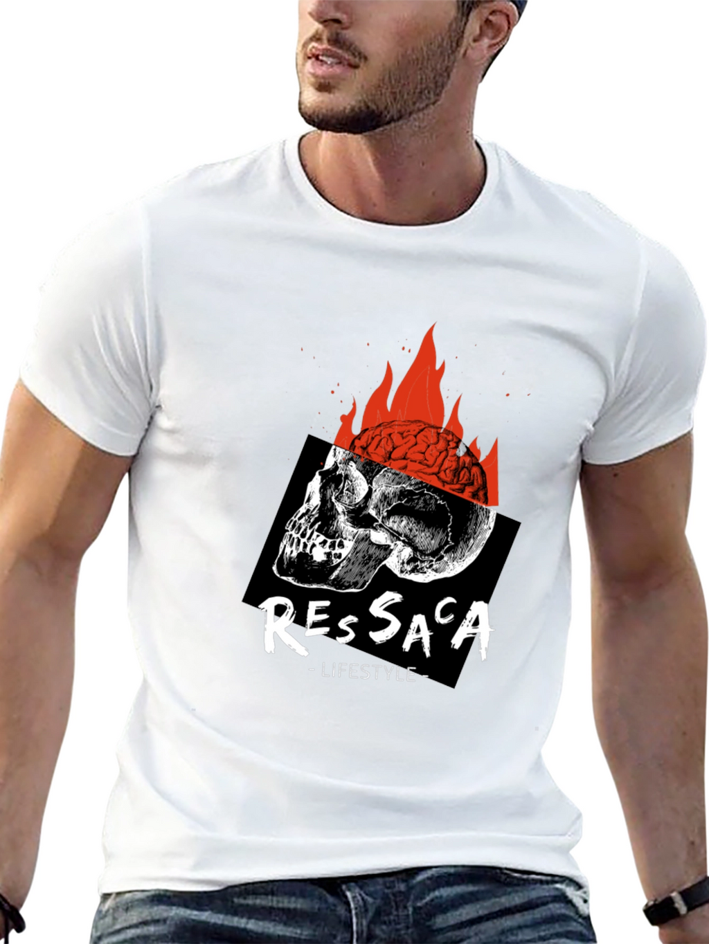 Edgy Skull & Brain Fire T-Shirt
