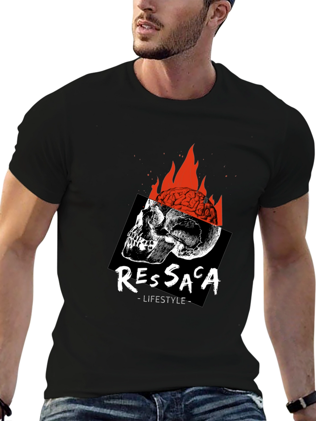 Edgy Skull & Brain Fire T-Shirt