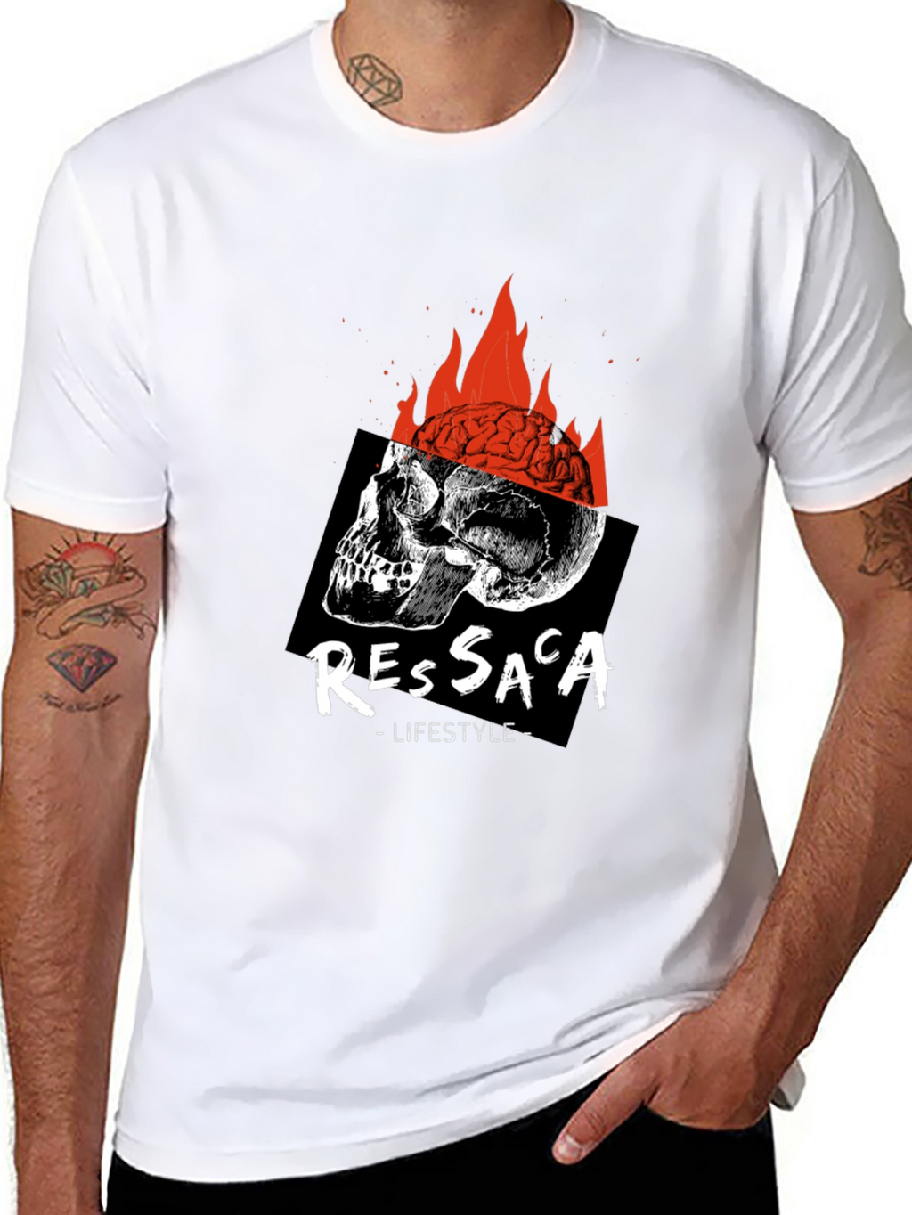 Edgy Skull & Brain Fire T-Shirt