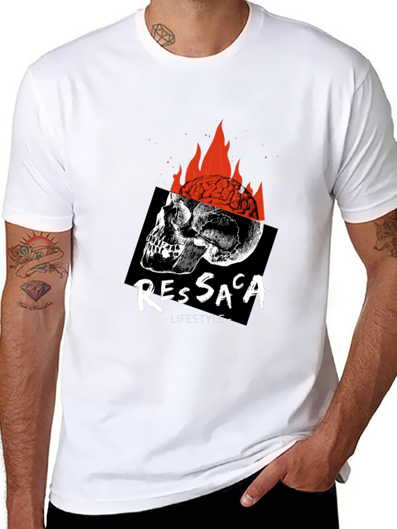 Edgy Skull & Brain Fire T-Shirt