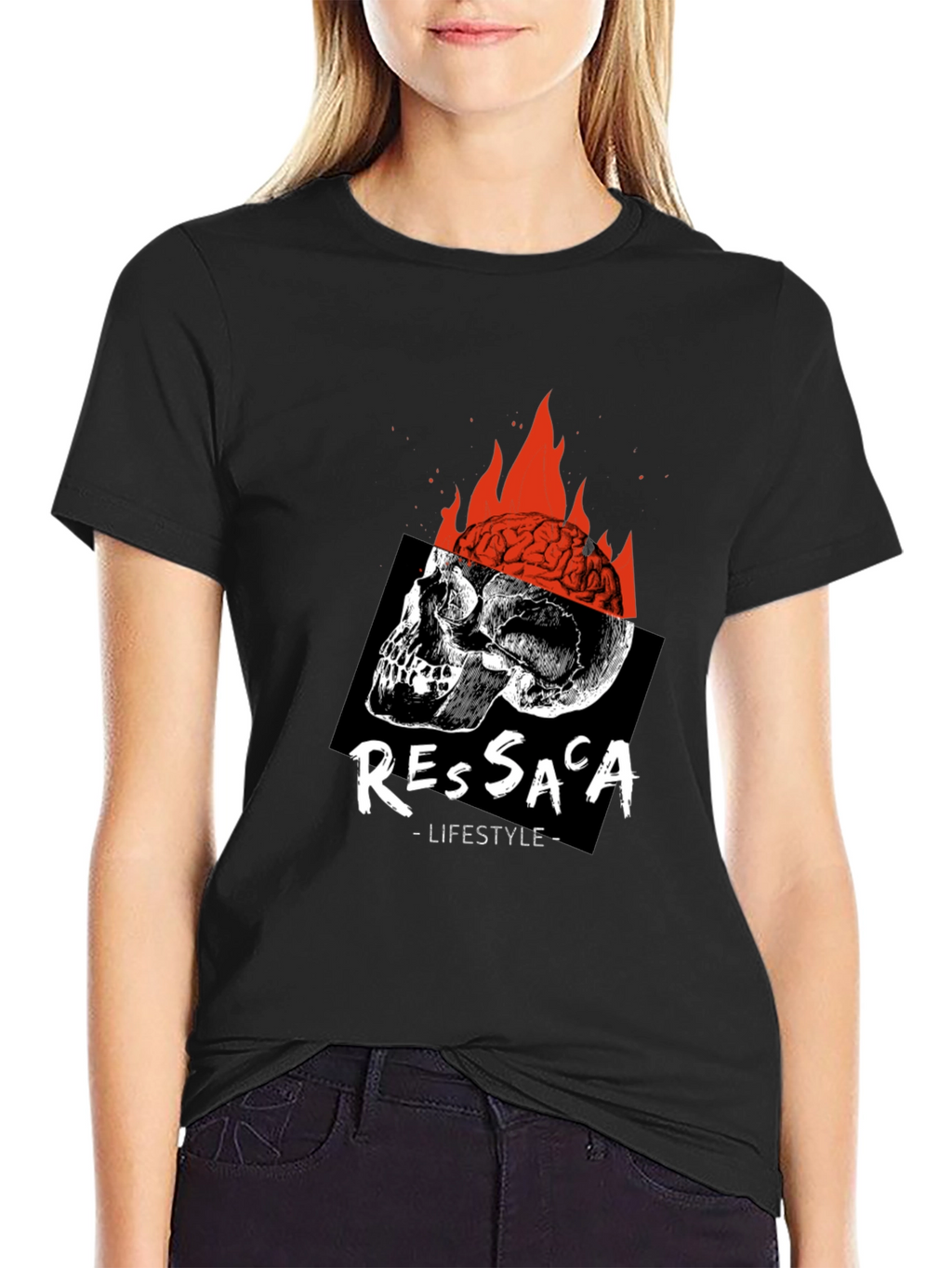 Edgy Skull & Brain Fire T-Shirt