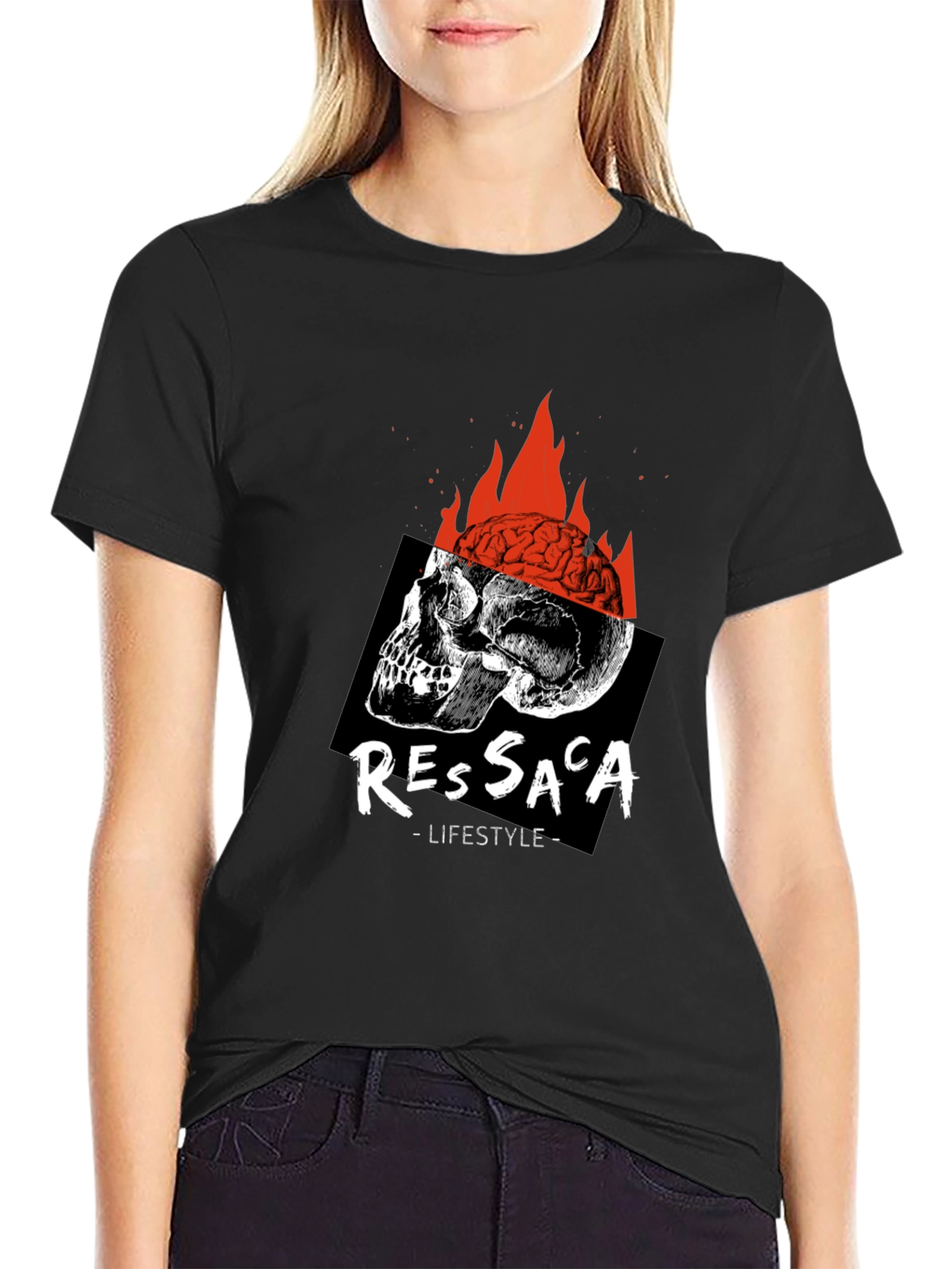 Edgy Skull & Brain Fire T-Shirt