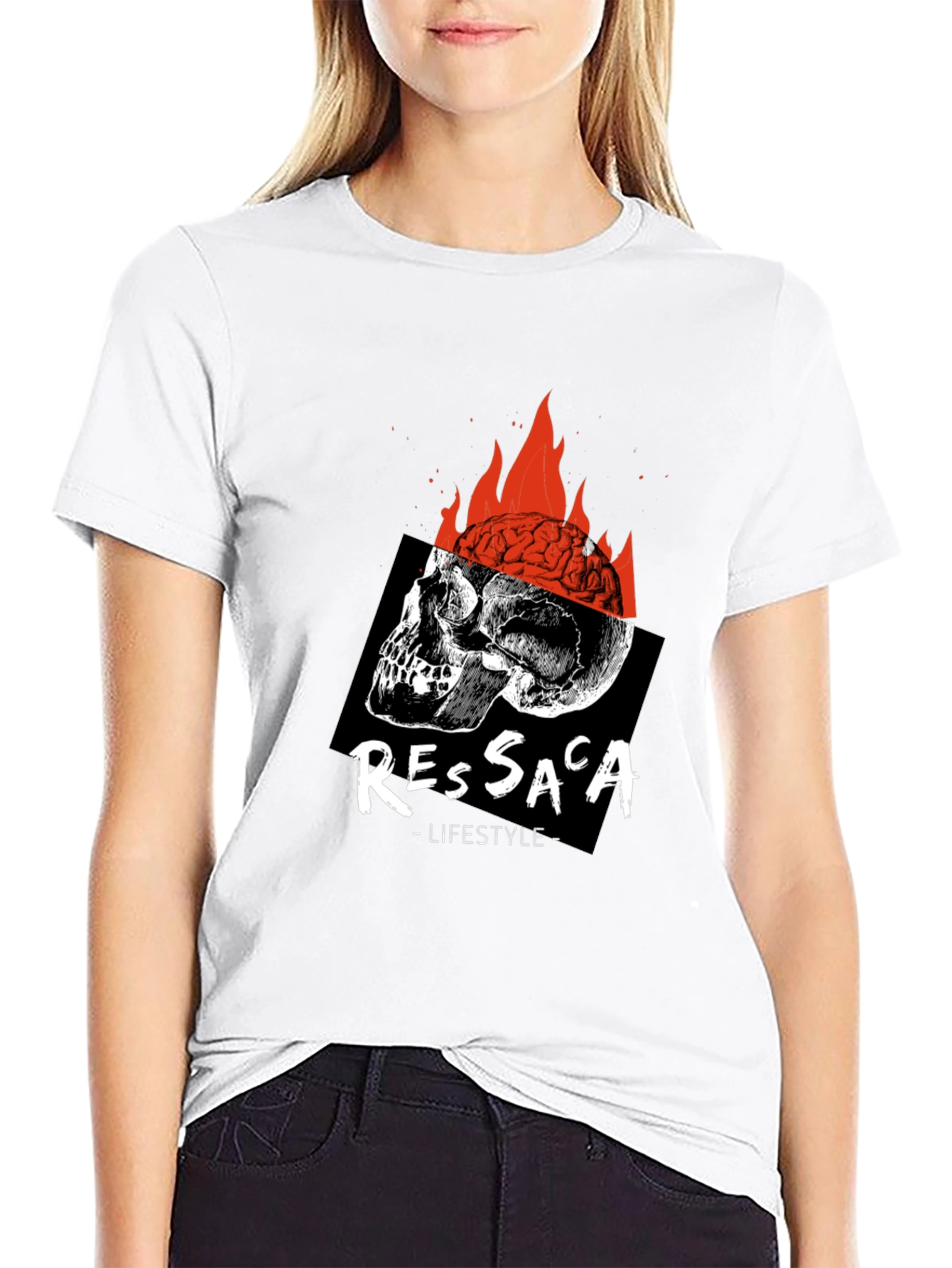 Edgy Skull & Brain Fire T-Shirt
