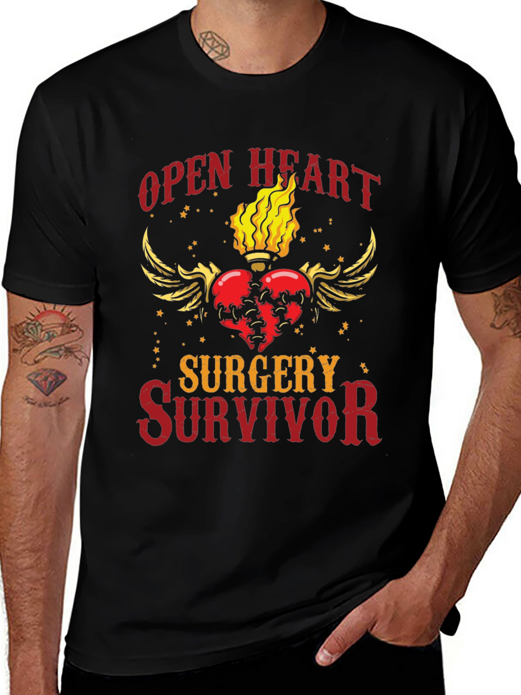 Open Heart Surgery Survivor Graphic T-Shirt