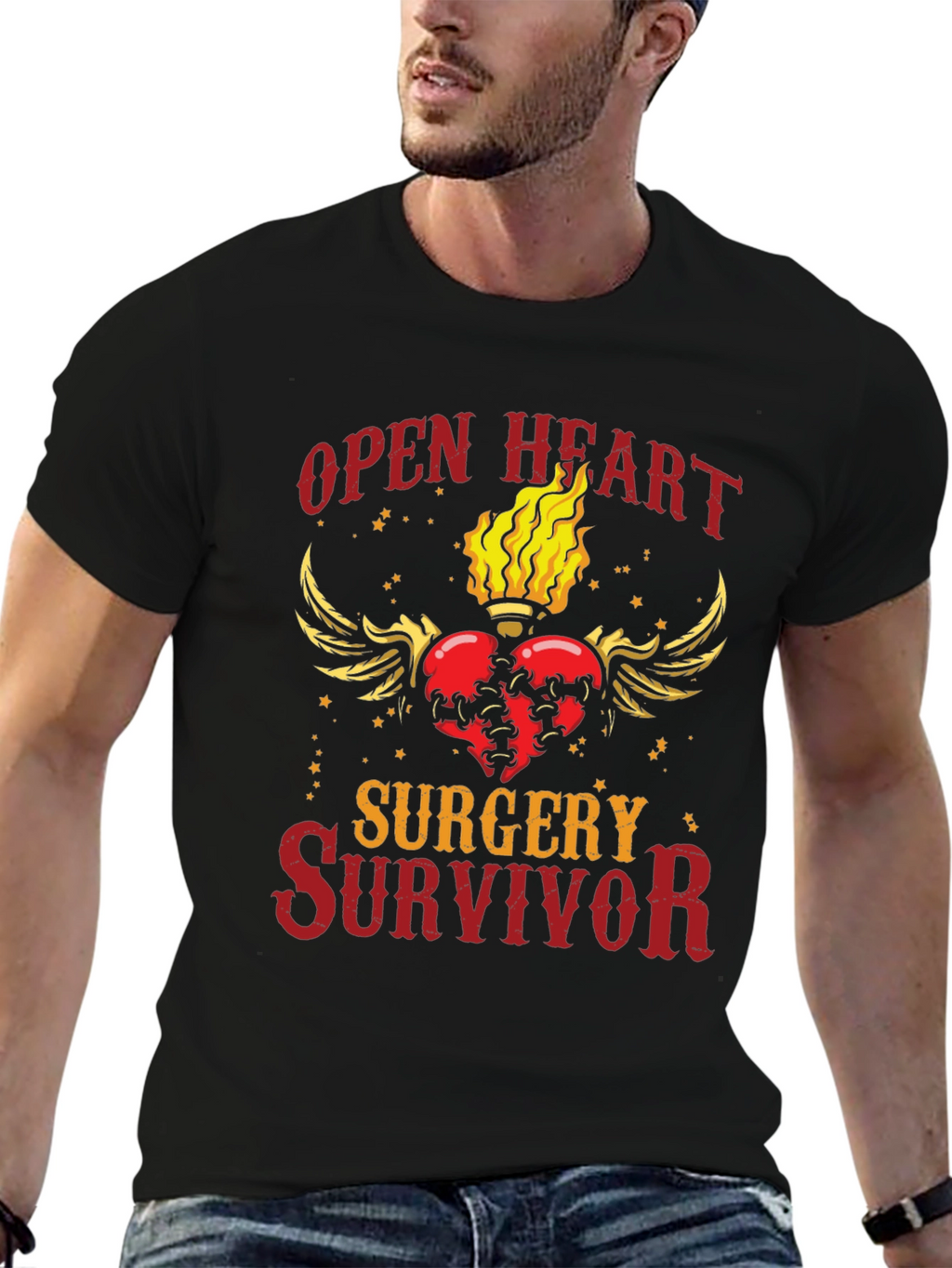 Open Heart Surgery Survivor Graphic T-Shirt