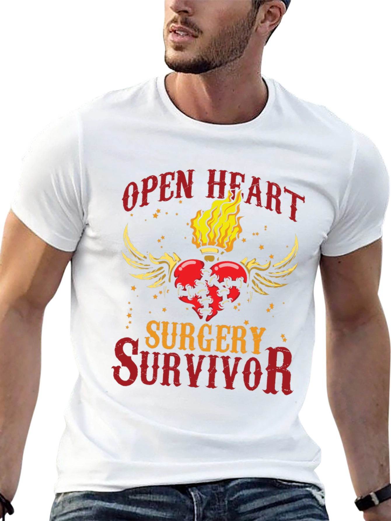 Open Heart Surgery Survivor Graphic T-Shirt