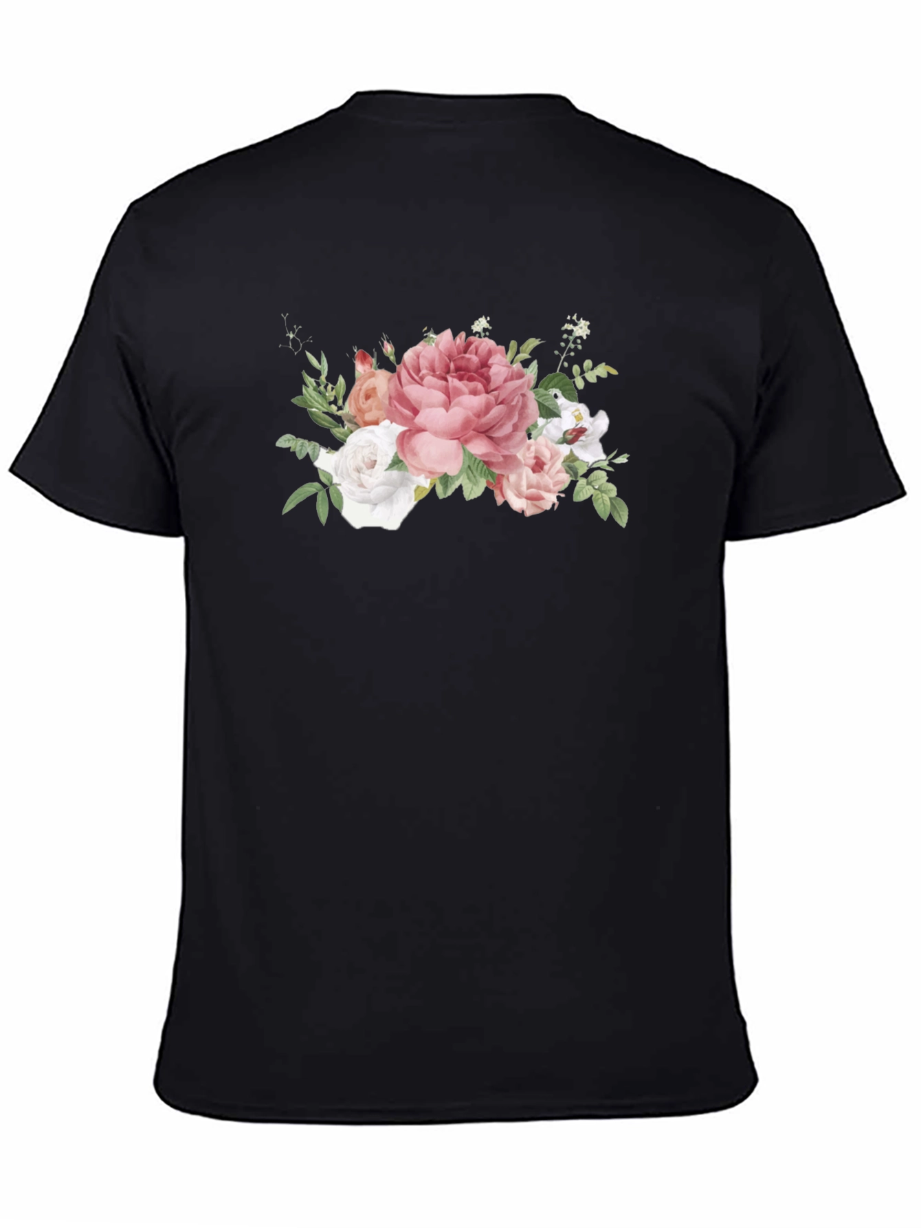 Floral Print Black T-Shirt - Stylish and Comfortable