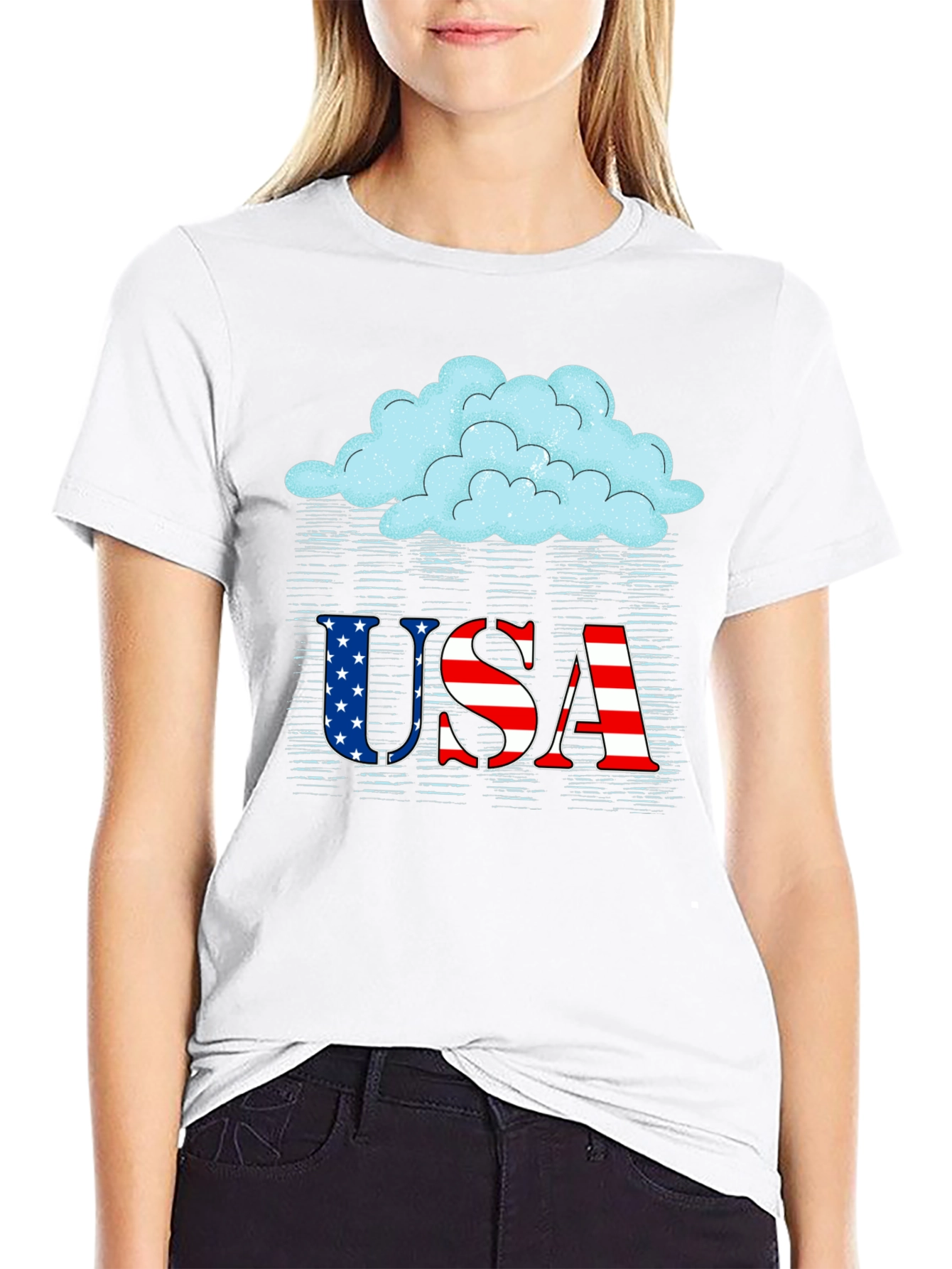 USA Patriotic Cloud Graphic Tee