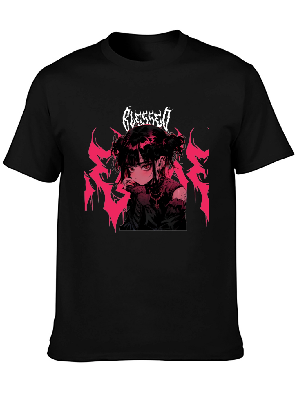 Blessed Anime Girl Black T-Shirt