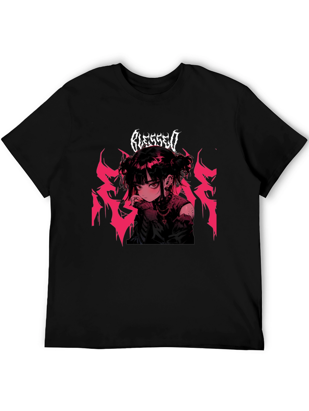 Blessed Anime Girl Black T-Shirt
