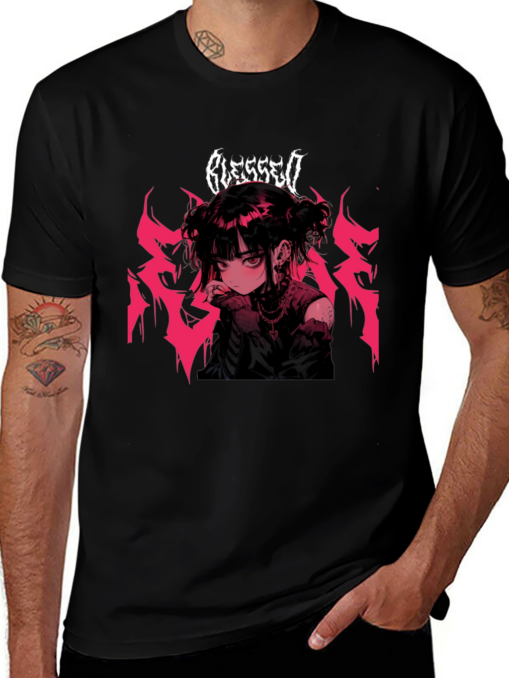 Blessed Anime Girl Black T-Shirt