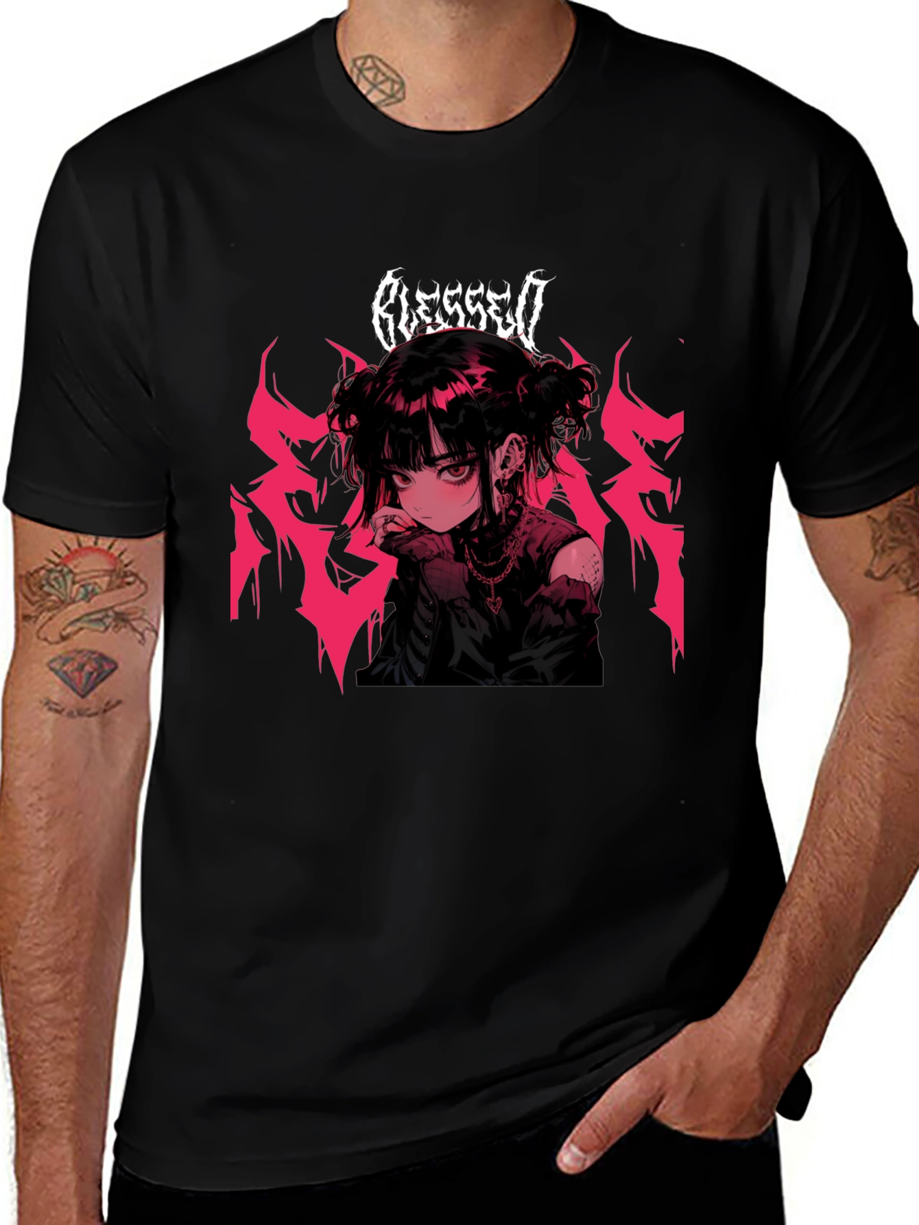 Blessed Anime Girl Black T-Shirt