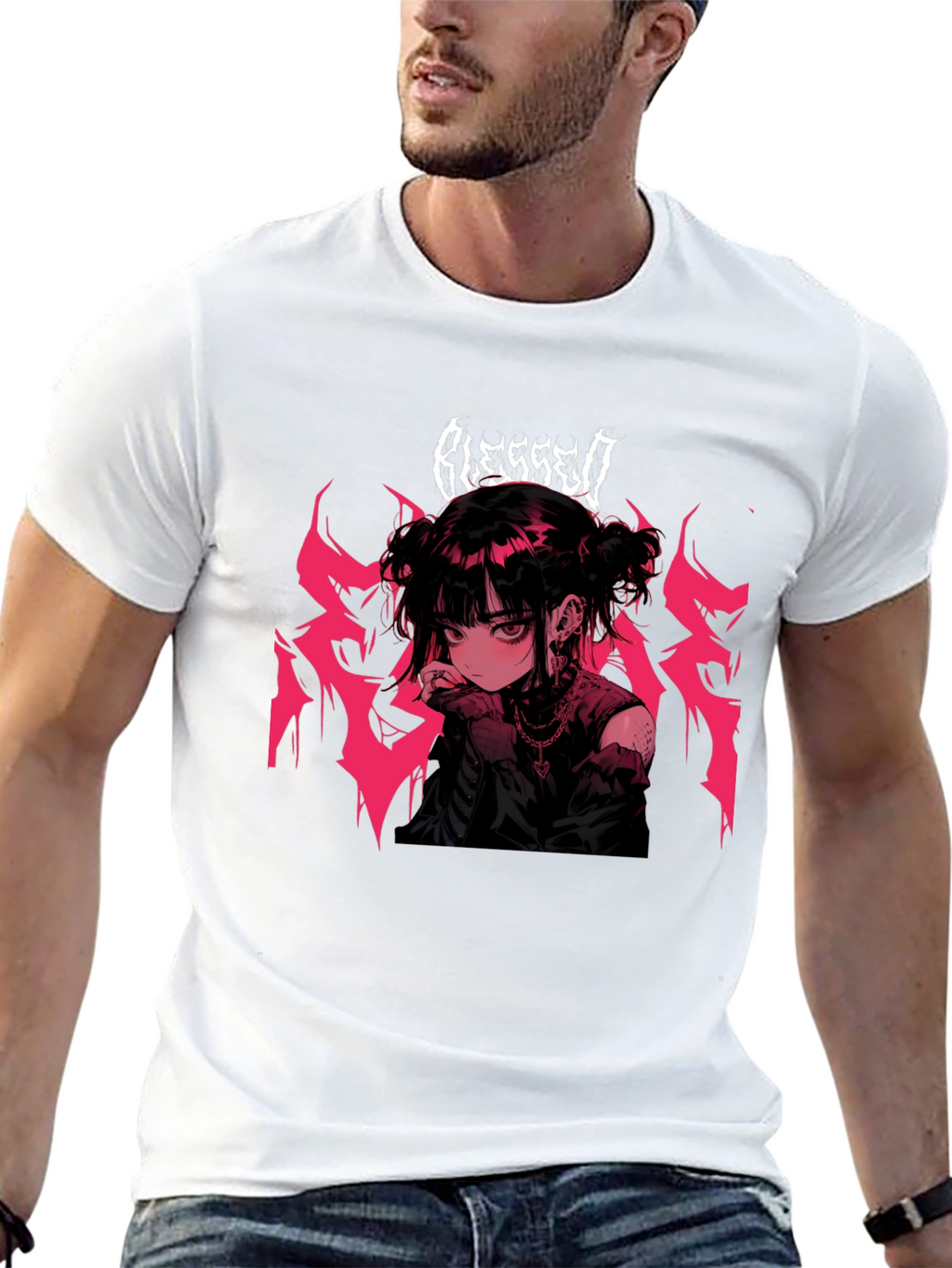 Blessed Anime Girl Black T-Shirt