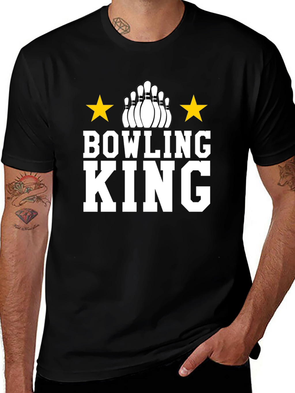 Bowling King T-Shirt - Black Graphic Tee