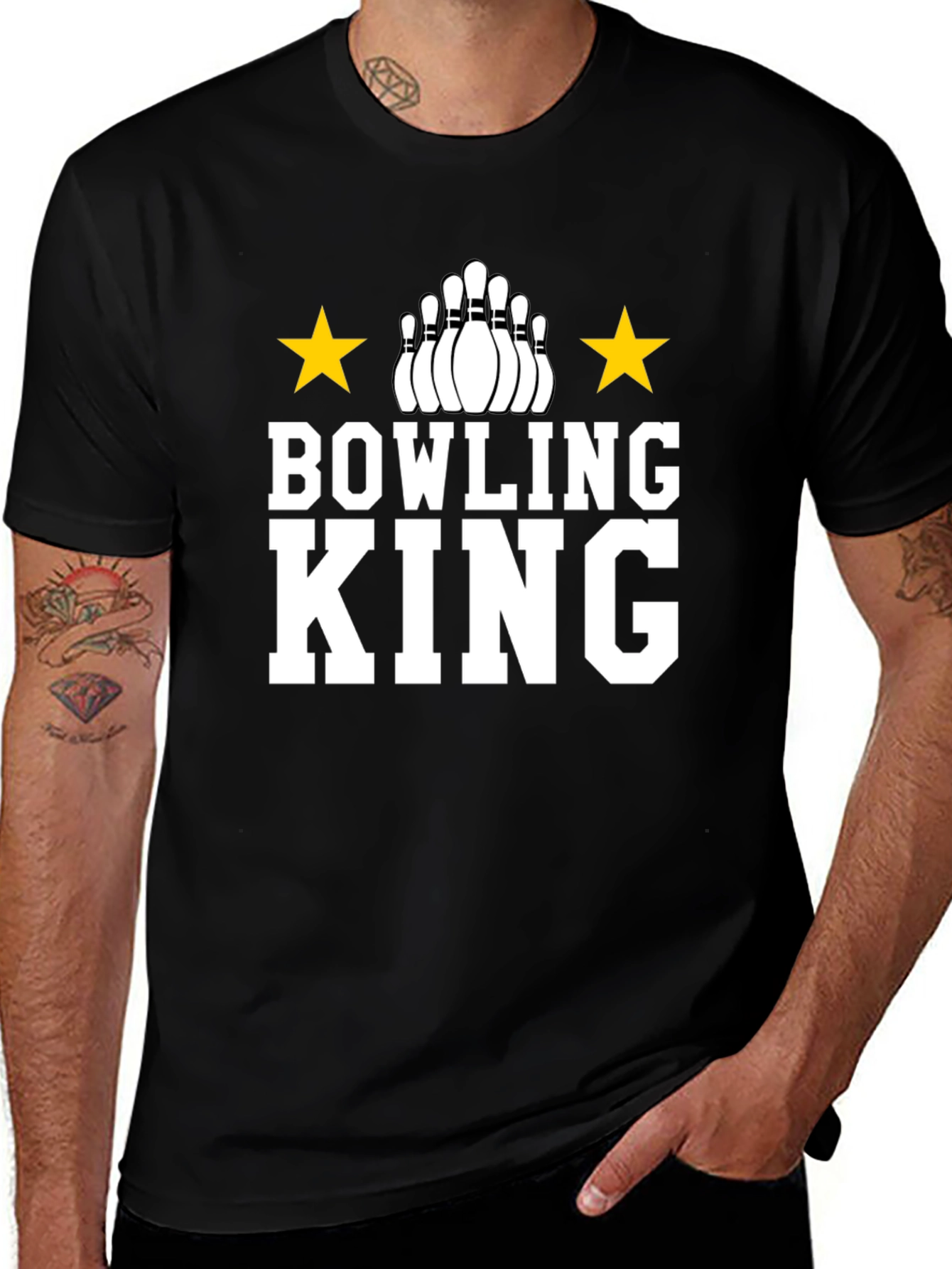 Bowling King T-Shirt - Black Graphic Tee