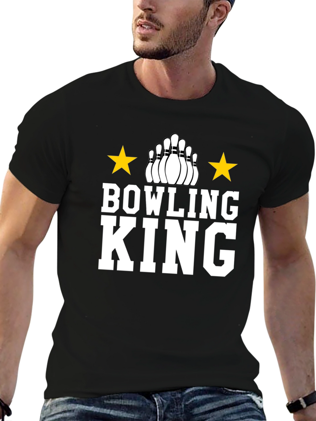 Bowling King T-Shirt - Black Graphic Tee