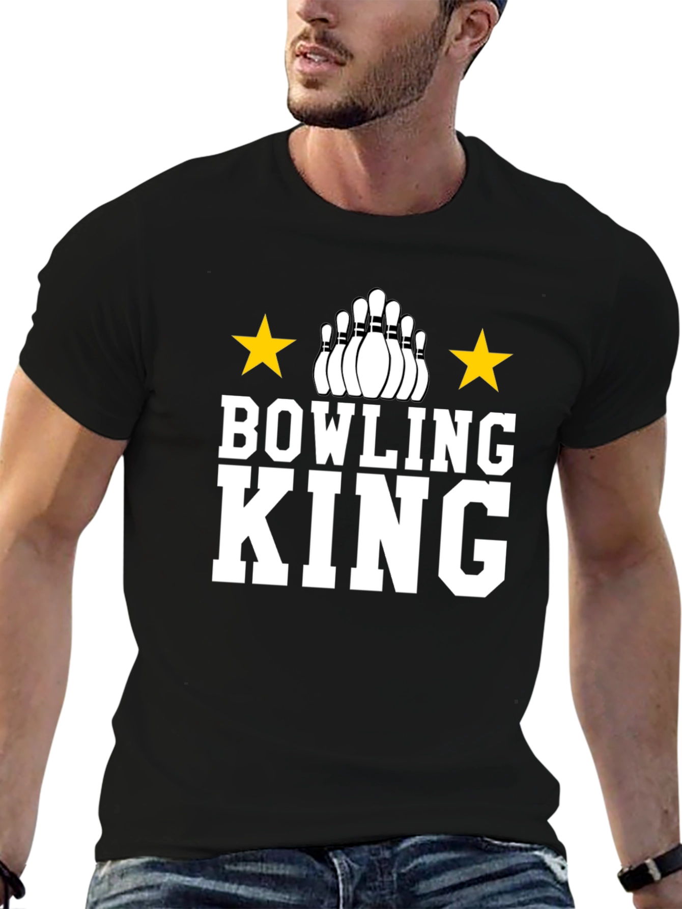 Bowling King T-Shirt - Black Graphic Tee