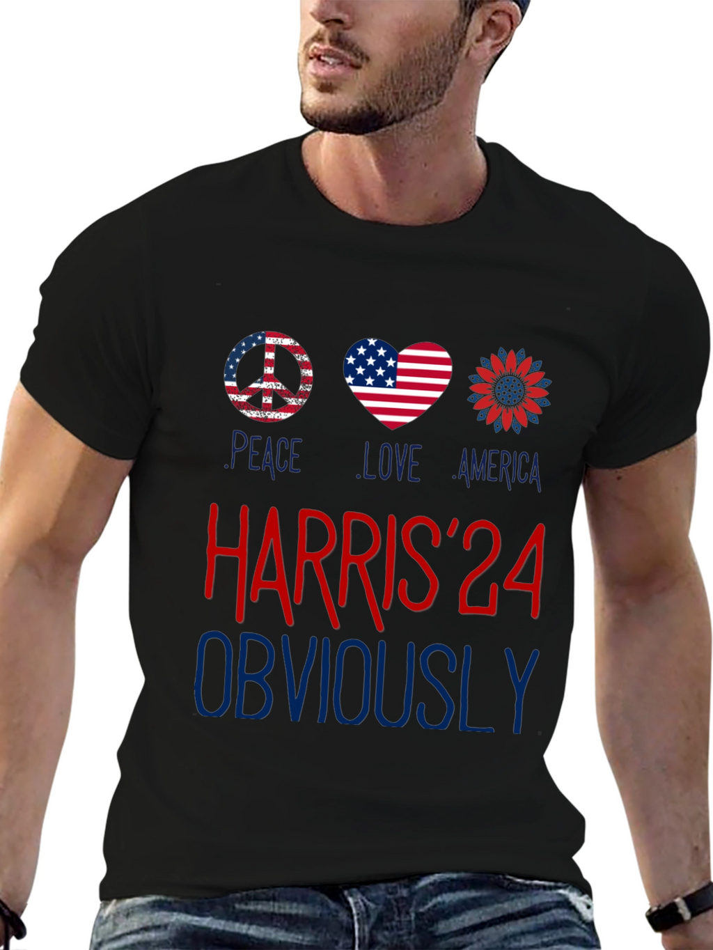 Harris 24 Peace Love America Graphic Tee