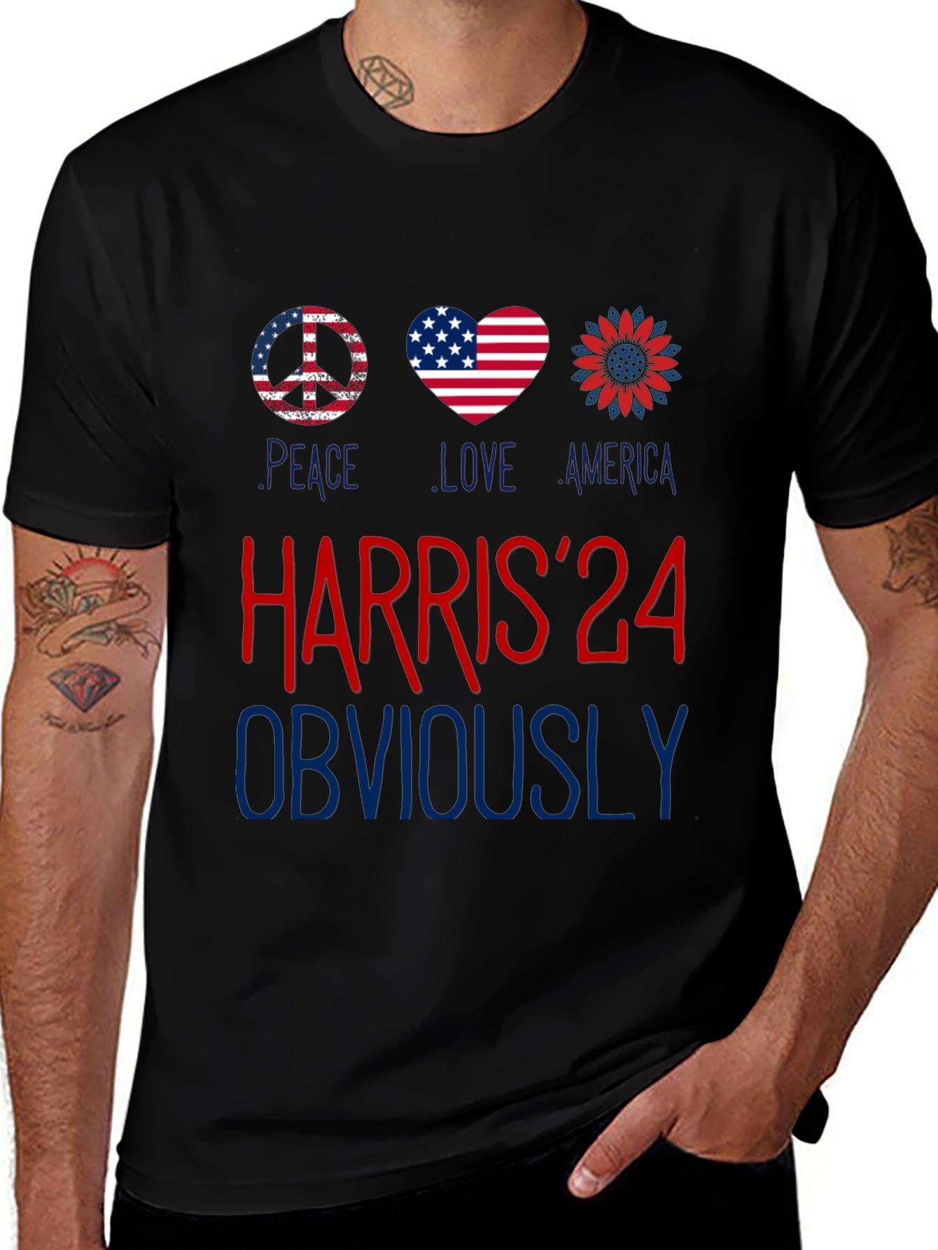 Harris 24 Peace Love America Graphic Tee