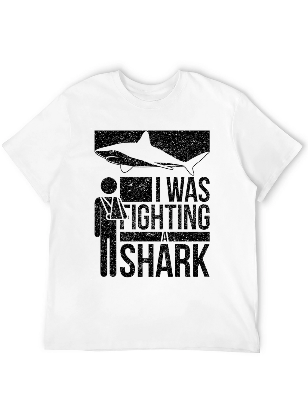 Shark Attack Funny Broken Arm Graphic Tee