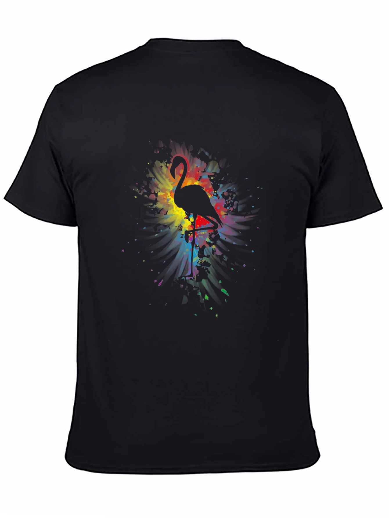 Flamingo Art Print Black T-Shirt