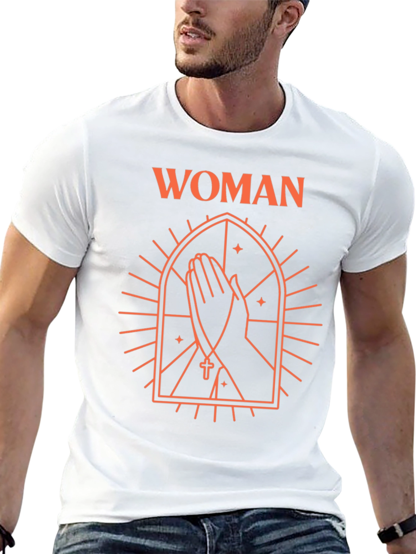 Woman Praying T-Shirt - Black Graphic Tee