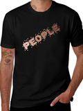 People Brick Pattern Black Tee