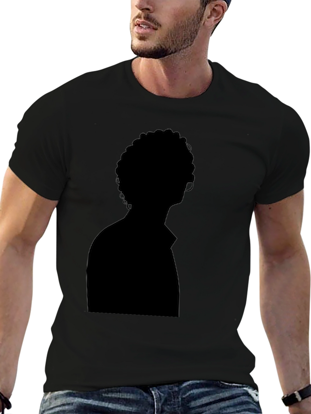 Silhouette Graphic Tee - Solid Black Casual Style