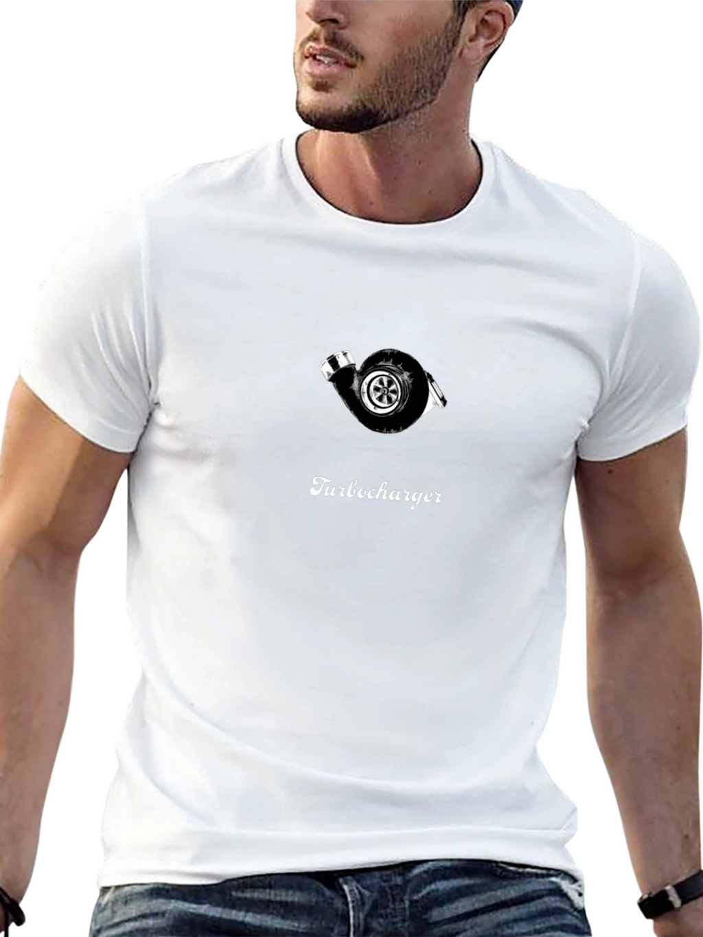 Turbocharger T-Shirt - Black Cotton Graphic Tee