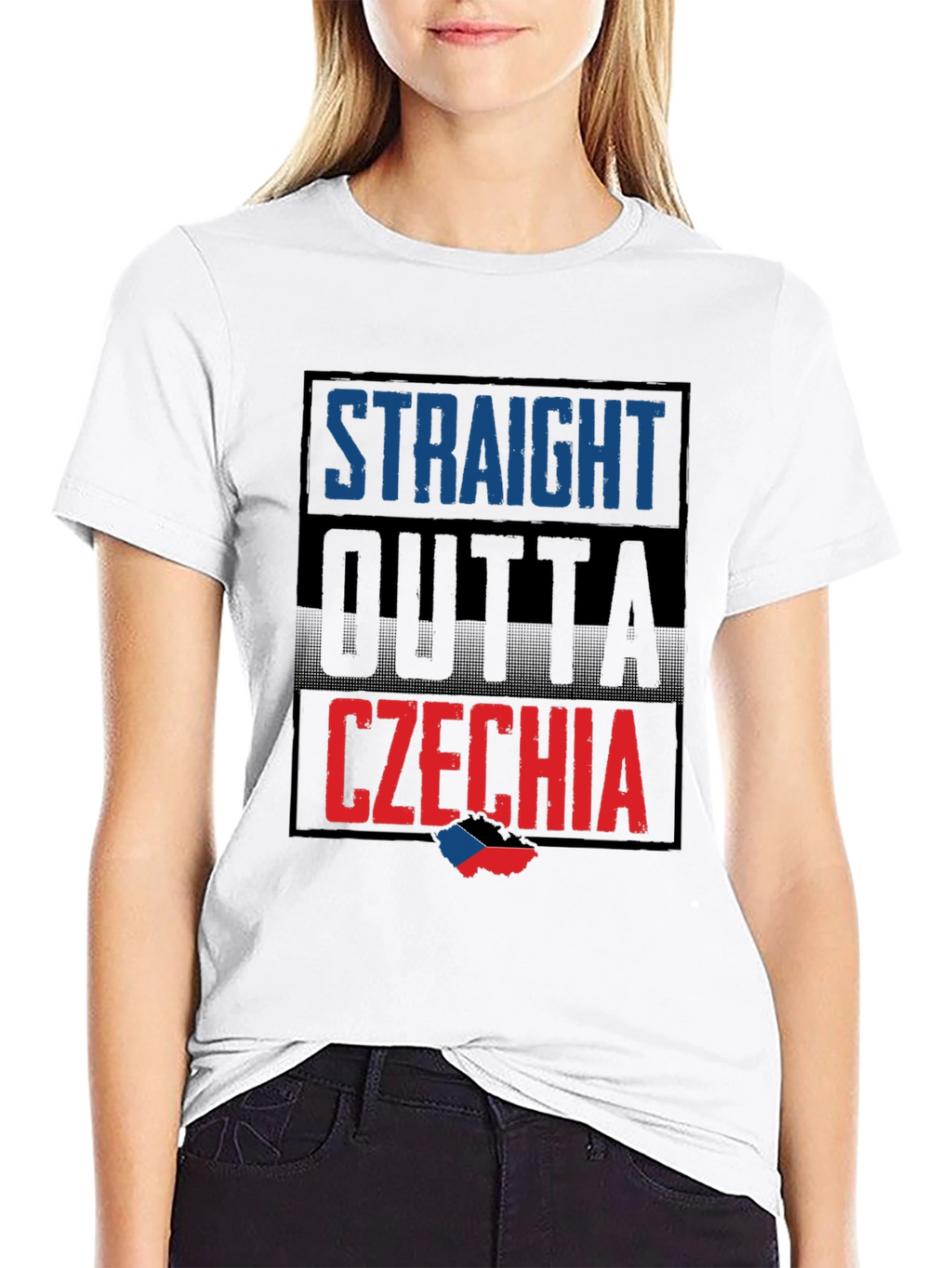 Straight Outta Czechia T-Shirt - Black Crew Neck