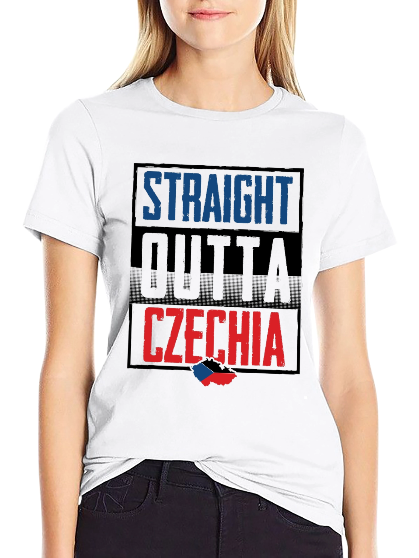 Straight Outta Czechia T-Shirt - Black Crew Neck